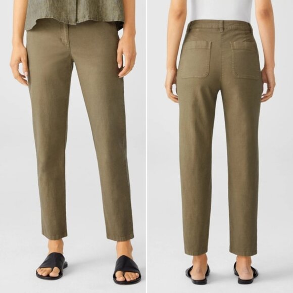 EILEEN FISHER Pants Organic Cotton/Hemp Tapered Ankle Length size 12 Stretch - Picture 6 of 13
